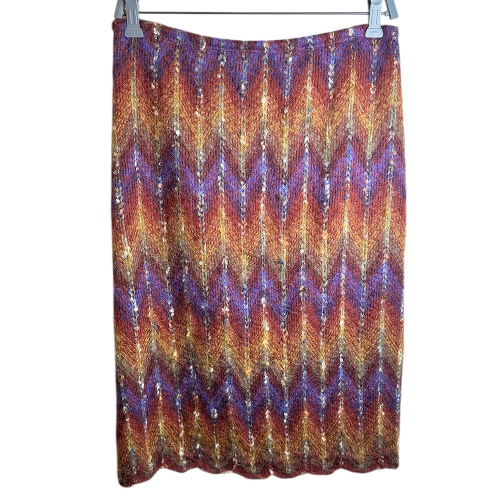 Mica Wool Blend Chevron Knit Midi Skirt Women’s Size 10 Artsy Boho Paper Tag